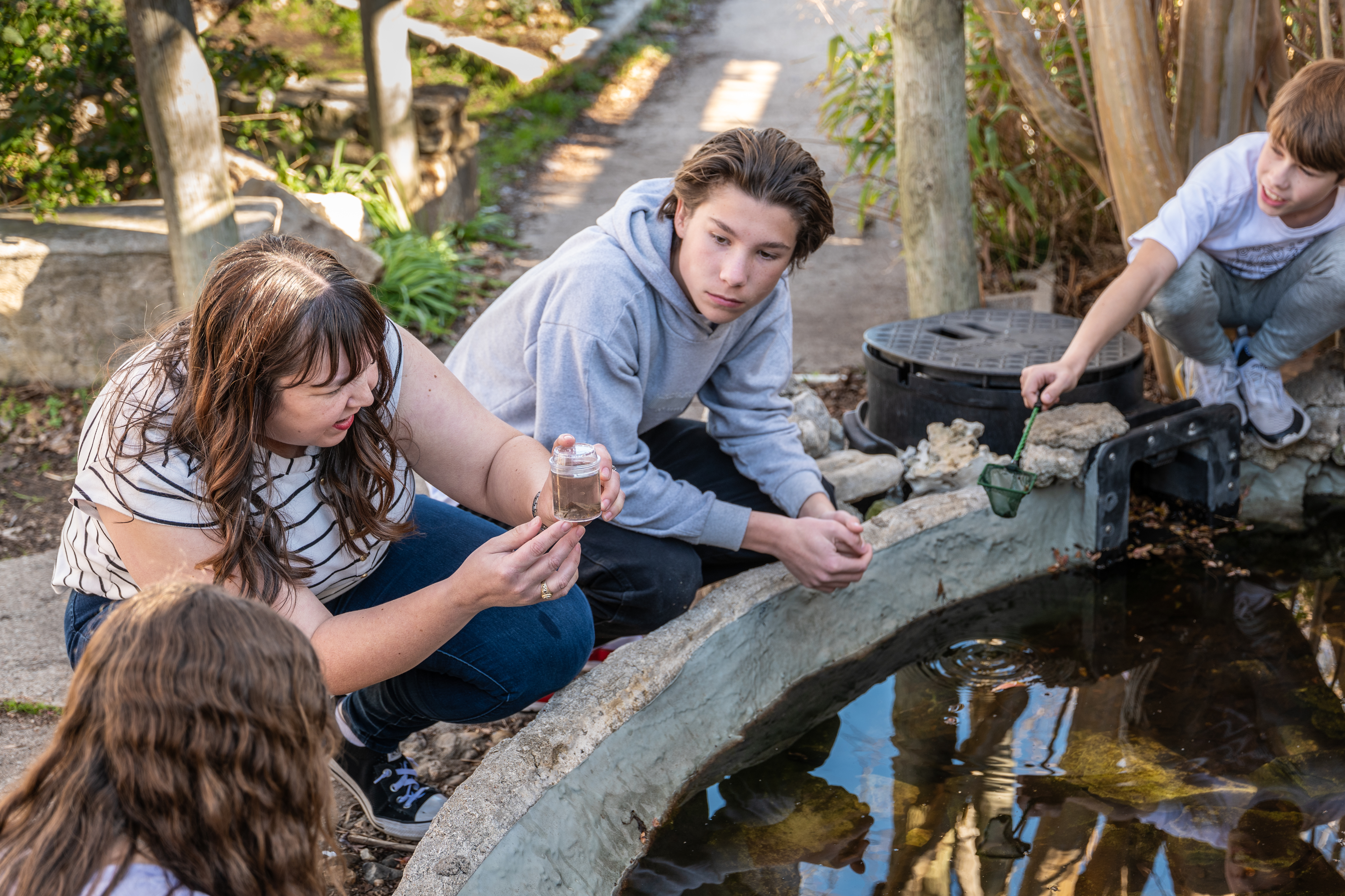 woman look at water jar