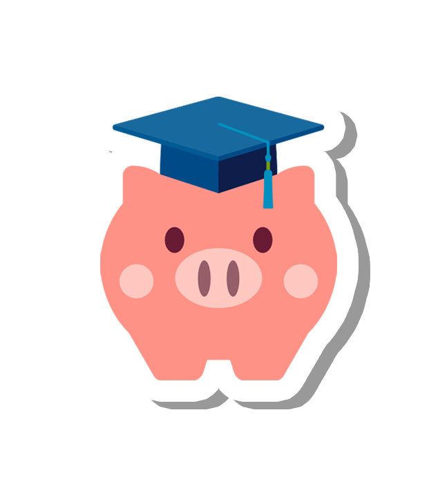 Piggy bank wearing a graduation cap