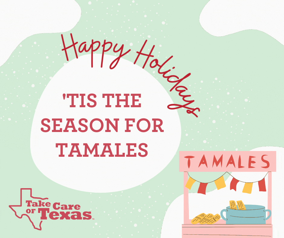 Tamale stand featuring the text "Tis the Season for Tamales"