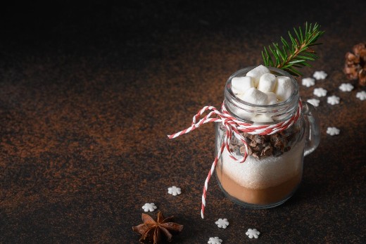 mason jar filled with hot cocoa mix