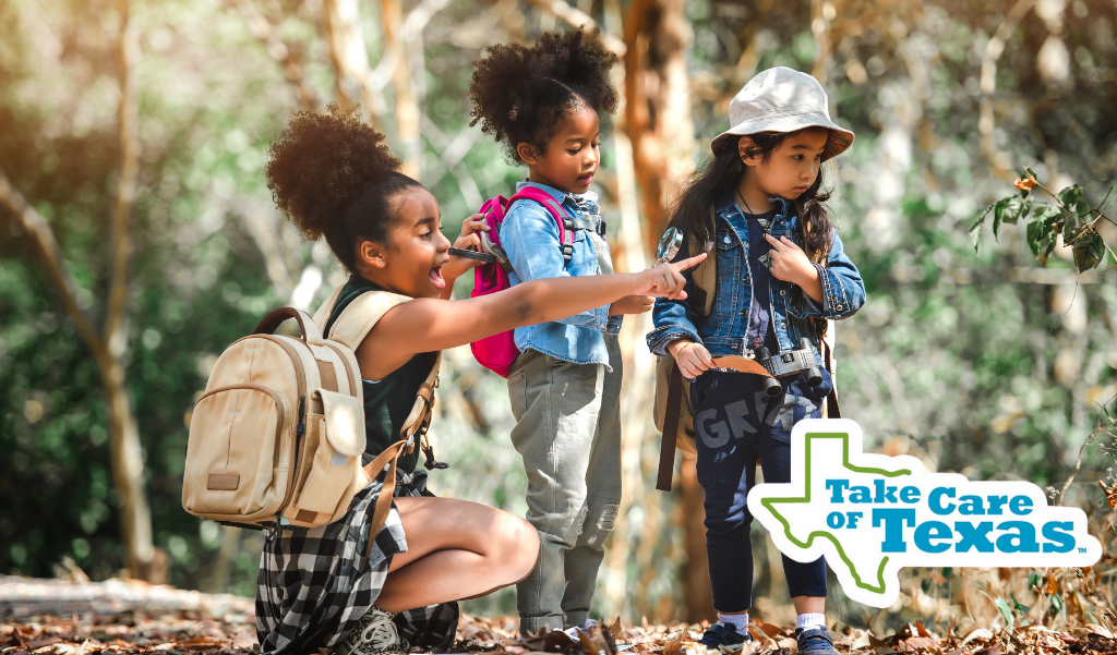 3 young girls exploring the outdoors