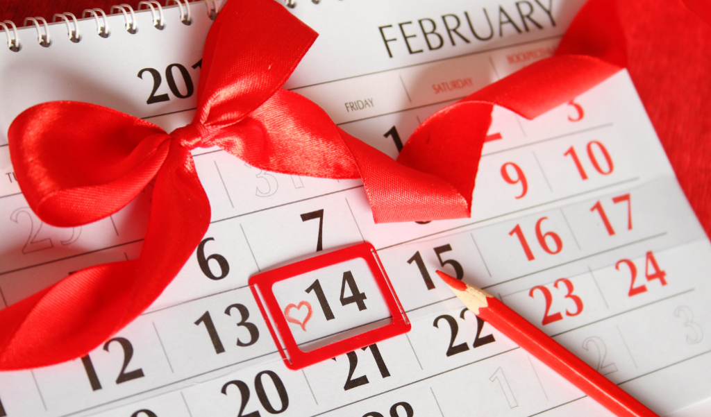 Valentine's Day on calendar