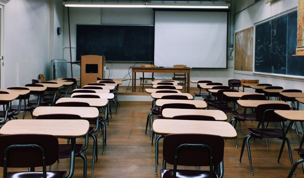 low lit classroom 