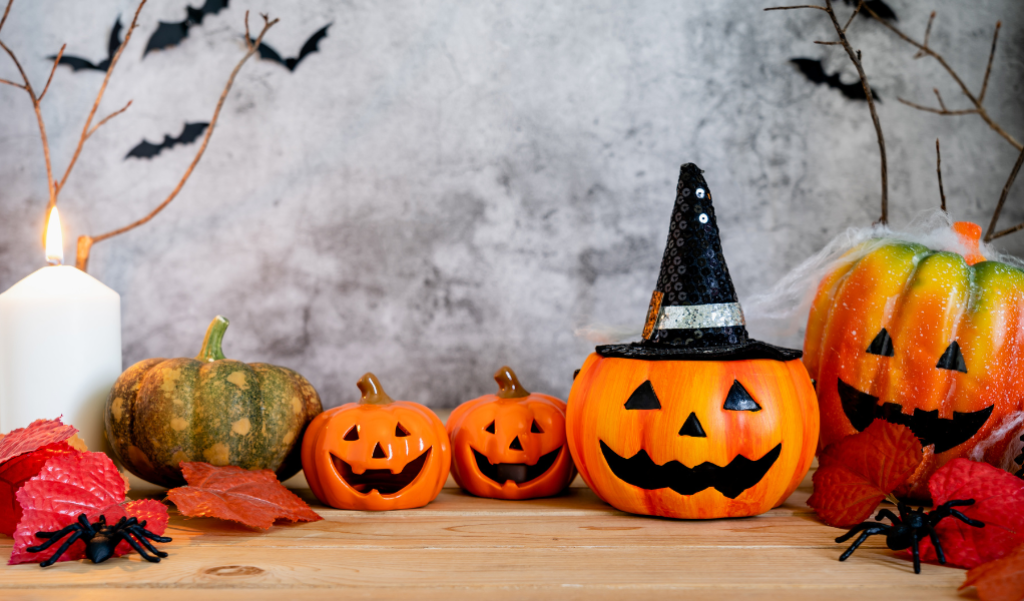 Halloween pumpkins and decor