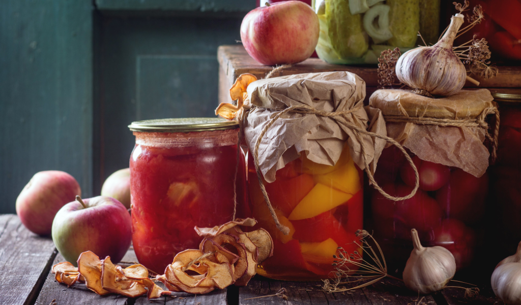 Preserving food in jars and cans.