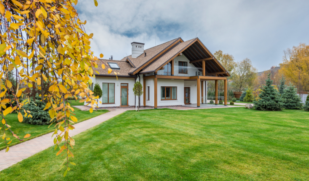 House with a green lawn