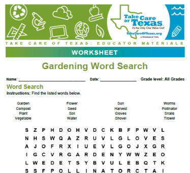 Earth Day Crossword Take Care of Texas Earth Day Crossword Take Care of Texas
