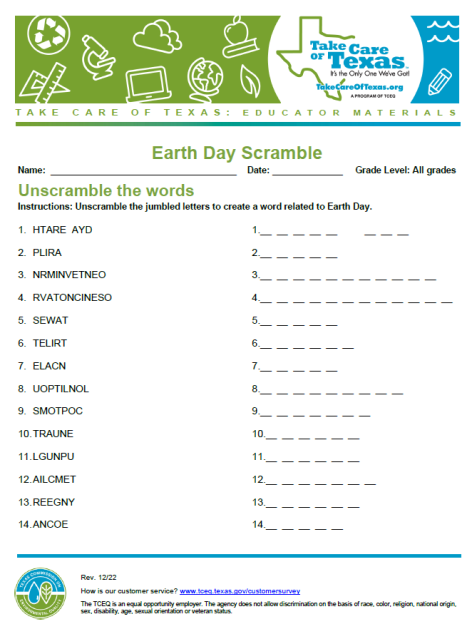 earthday scramble