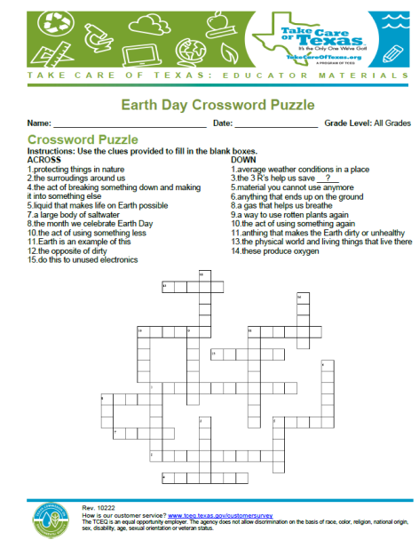 earthday crossword