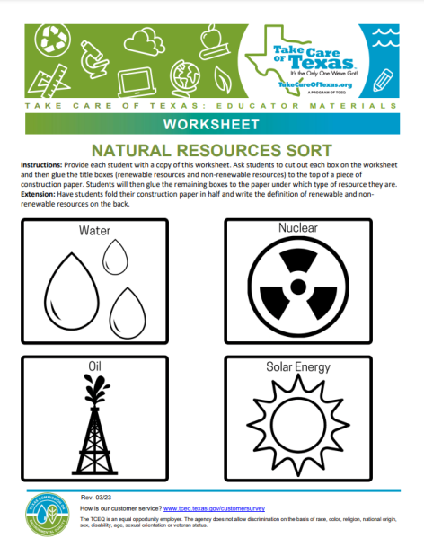 Natural Resources Sort | Take Care Of Texas