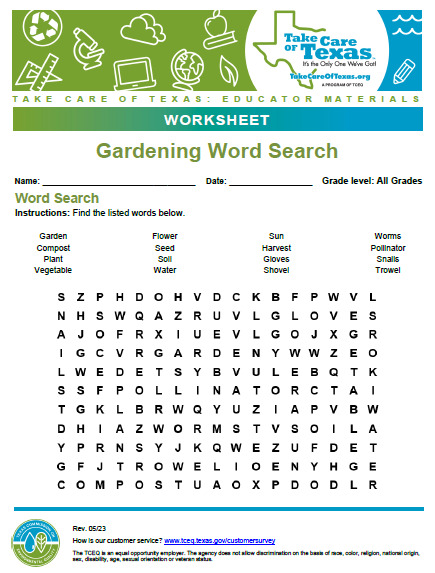 gardening word search