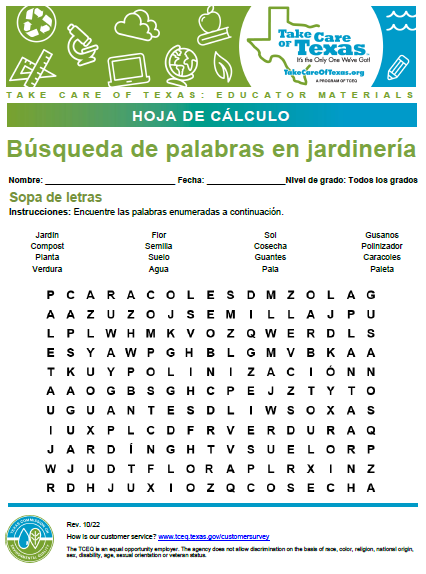 Búsqueda de palabras en jardinería