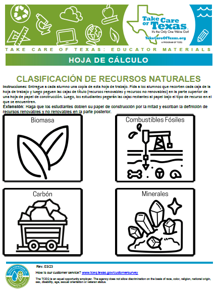 Clasificación de recursos naturales Natural Resource Sort