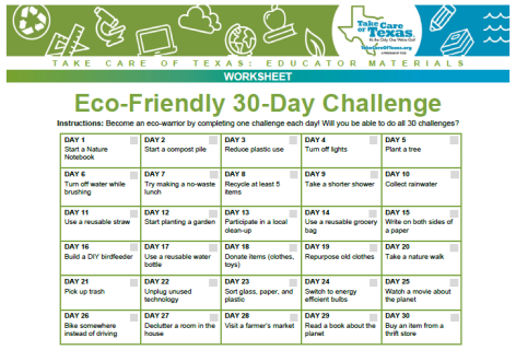 eco friendly 30 day challenge