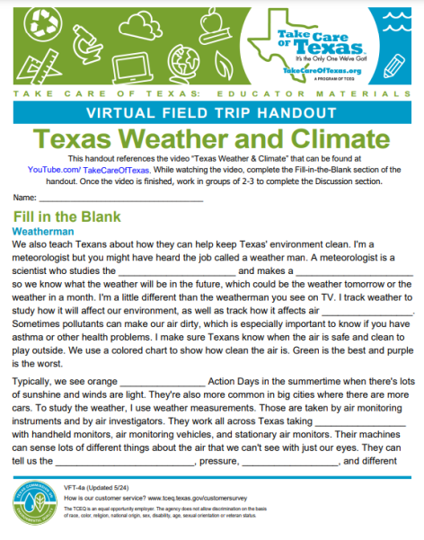 weather and climate handout