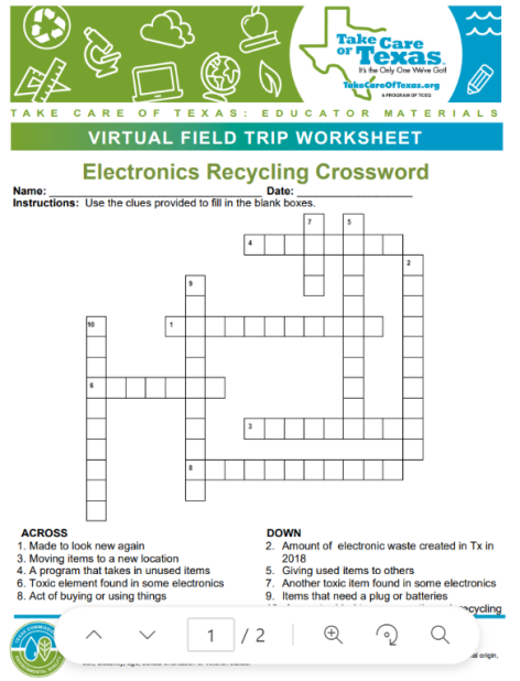 electronics recycling crossword