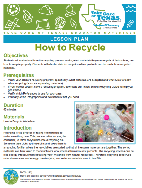 how to recycle lesson plan