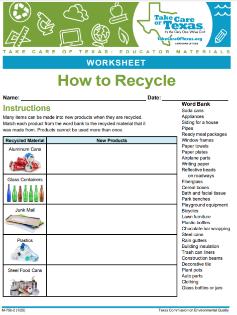 how to recycle worksheet