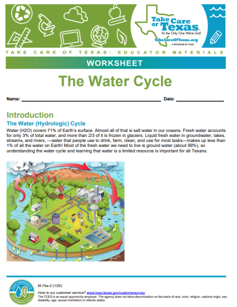 water cycle worksheet