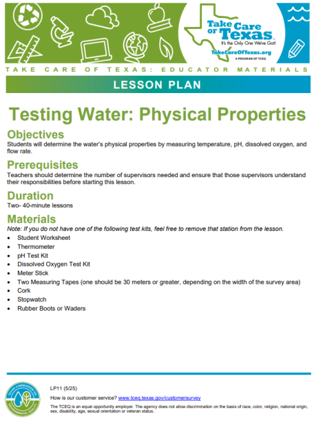 testing water lesson plan