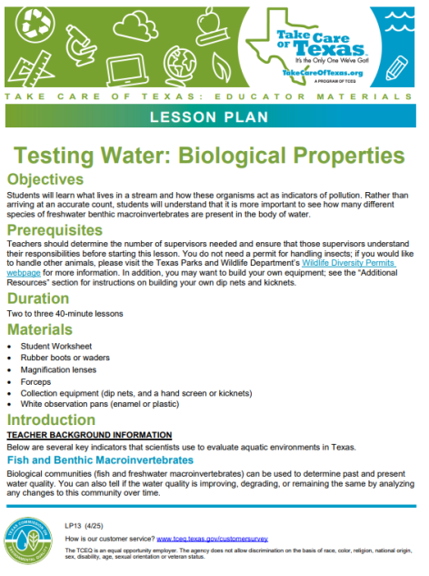 test water biological properties