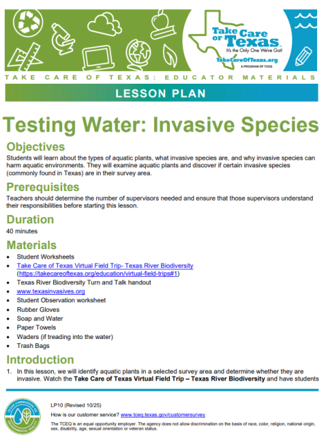 Test Water Invasive Species