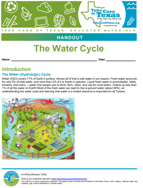 water cycle handout