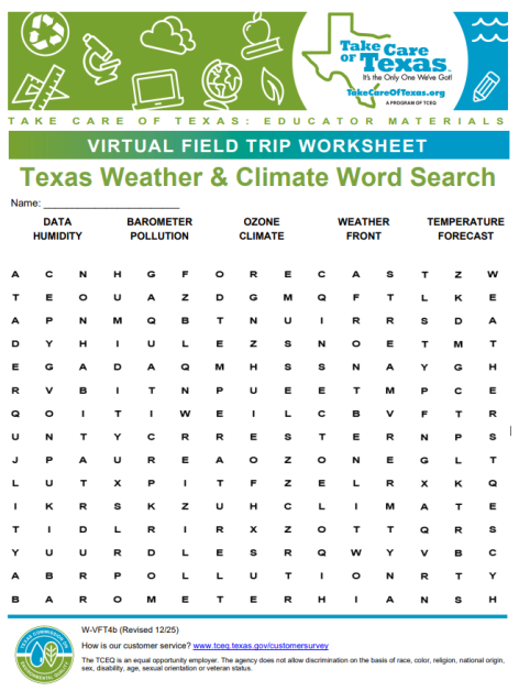 texas weather climate word search
