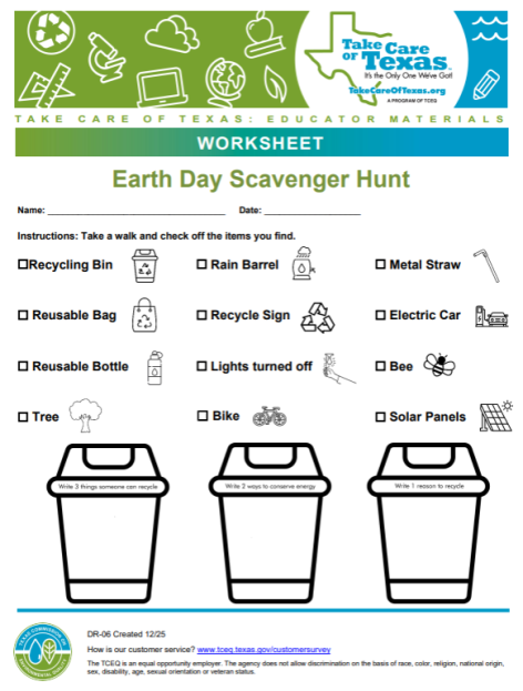 earth day scavenger hunt