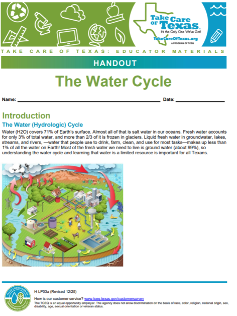 water cycle handout