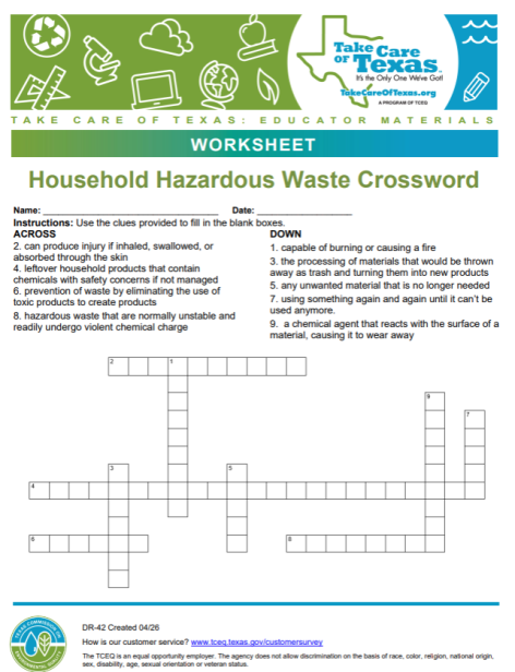 household hazardous waste crossword