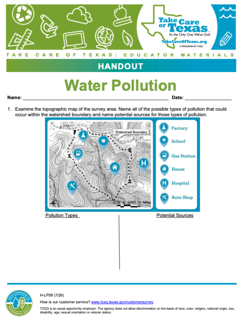 water pollution handout