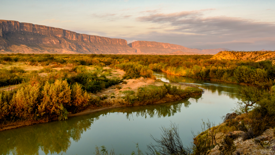 Texas mountain and river scape
