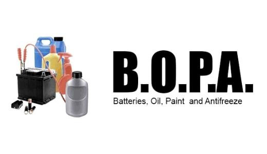 Batteries, Oil, Paint, and Antifreeze.