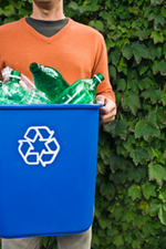 bin full of recyclable bottles