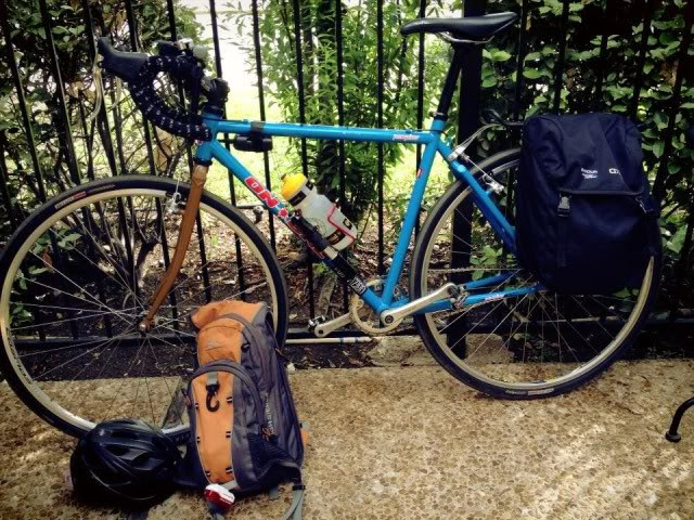 simple commuter bicycle with bags