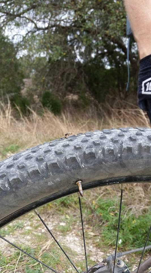 nail through bicycle tire