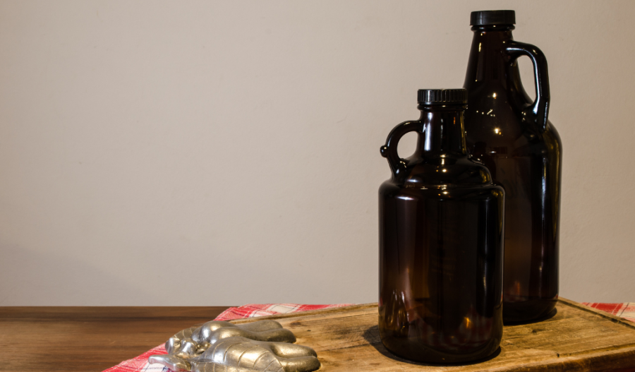 Growlers on a table