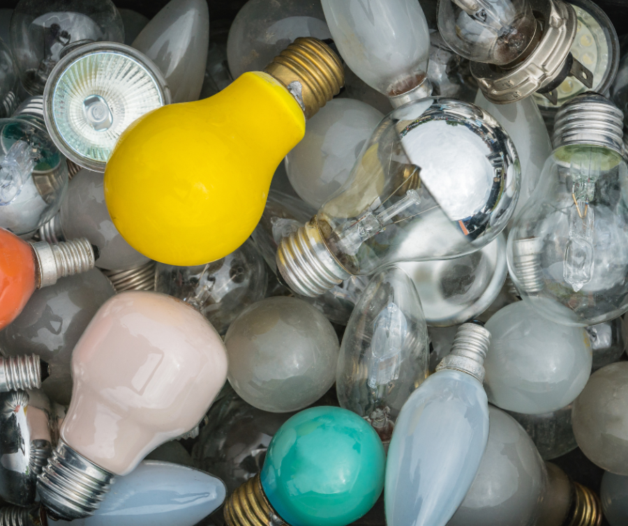 light bulbs in a pile