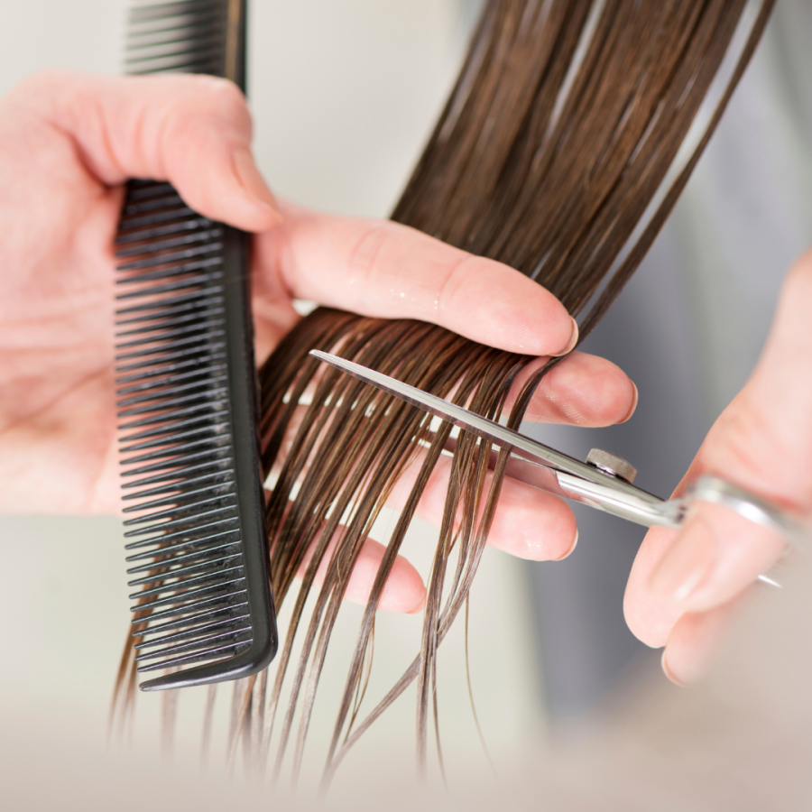 scissors cutting hair