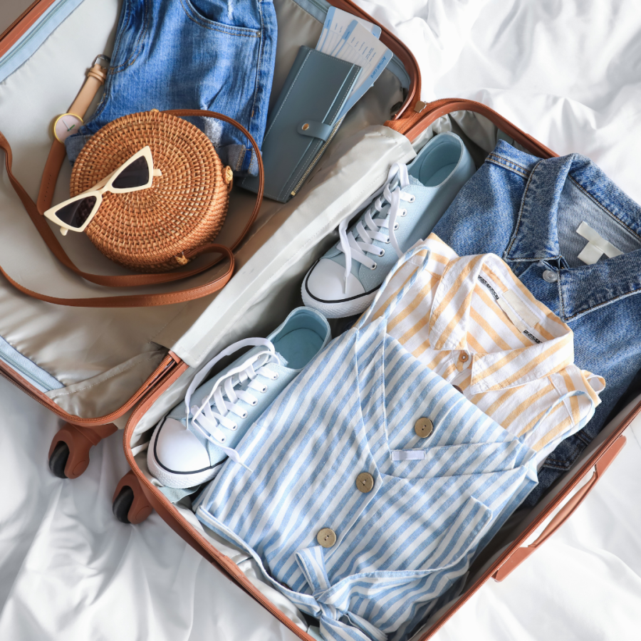 Packing suitcase lightly.