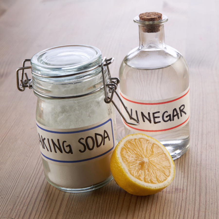 Vinegar, baking soda, and lemon.