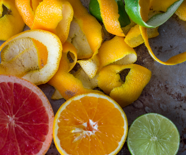 Grapefruit, orange, and lime peel scraps.