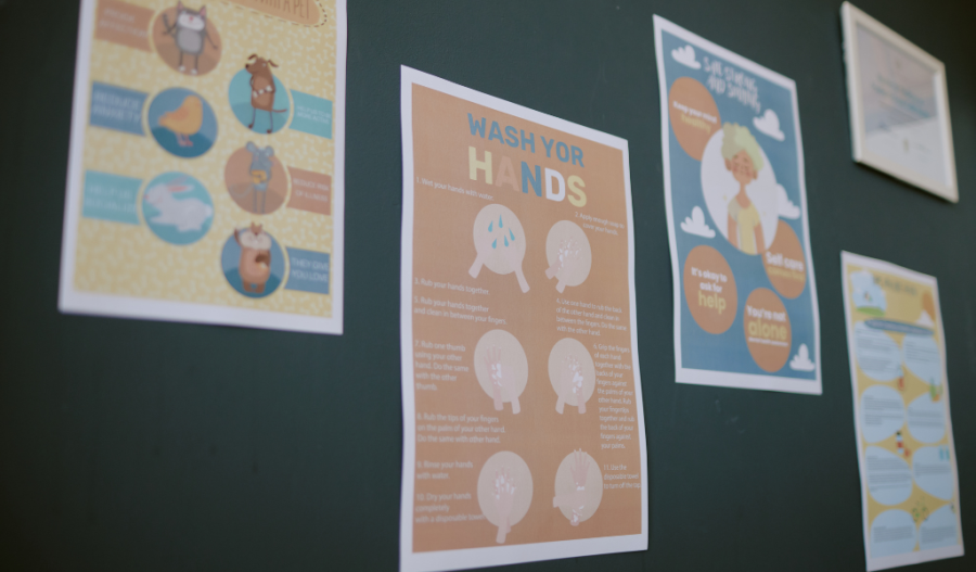 Posters on a bulletin board