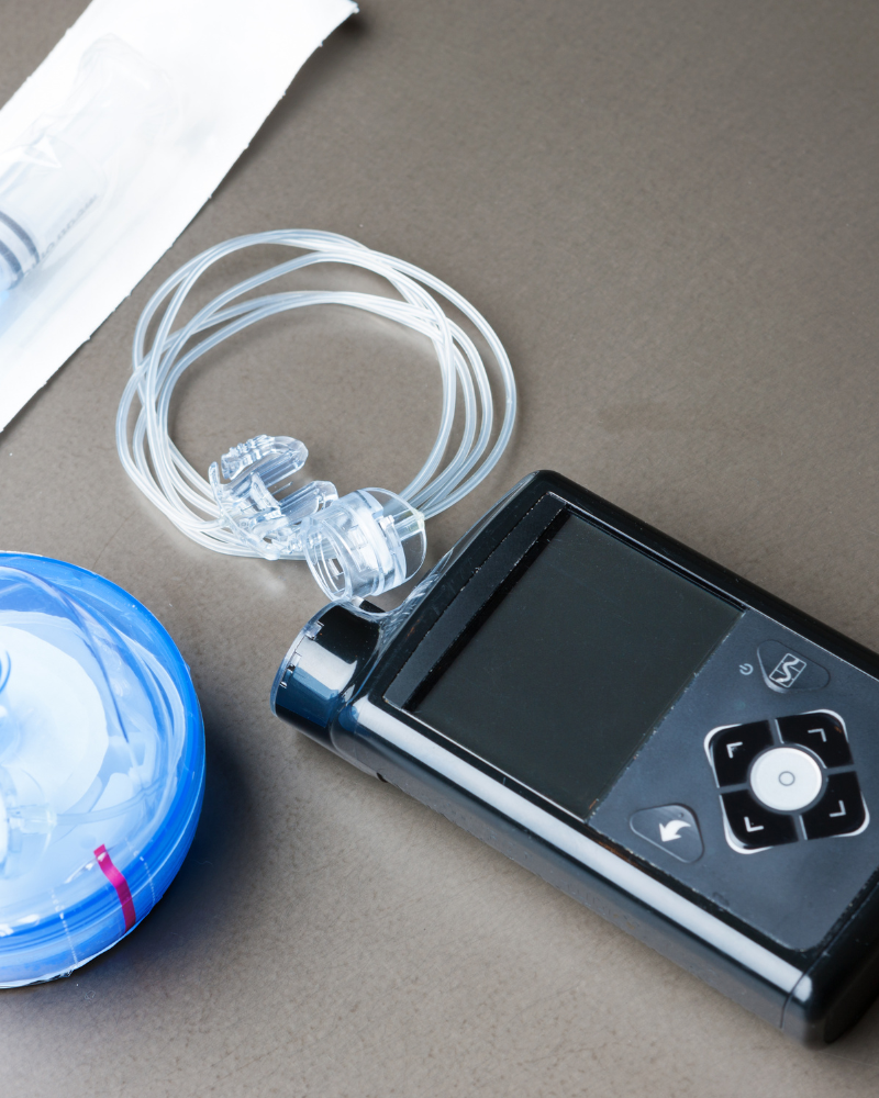Insulin pump and infusion set.