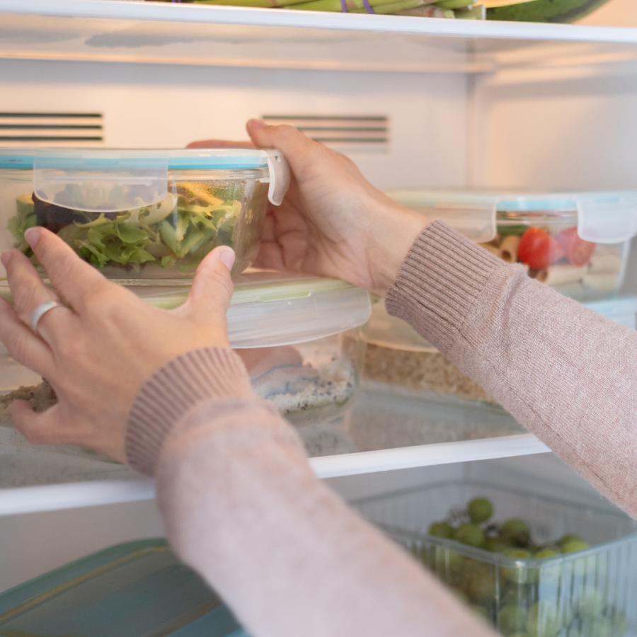 stored leftovers are placed in the refrigerator 