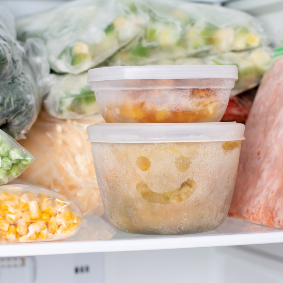 food is stored in the freezer 