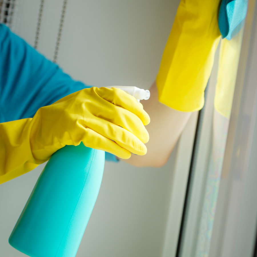 A person cleans using a homemade cleanser.