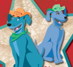 River and Sky cartoon dogs mascots