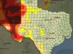 Map of Texas showing drought levels